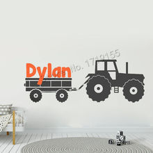 Calcomanía de pared con nombre personalizado para niños, con nombre de Tractor grande pegatinas de vinilo, decoración de pared para habitación infantil, adhesivo personalizado con etiqueta DIY ZW472 2024 - compra barato