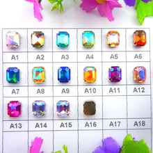 AB colors Silver claw settings 7 Sizes Rectangle shape glass Crystal Sew on rhinestone beads garment accessories trim 2024 - buy cheap