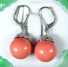 Women Gift word Love women Fashion Jewelry Hot sale  Shipping>>>>Pink Coral Beads White  Flower Hook Earrings 2024 - buy cheap