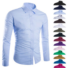 Fashion Spring Autumn Men Shirt Long Sleeve Solid Color Easy-care Anti Crease Man Casual Shirts M-3XL FS99 2024 - buy cheap