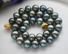 Huge AA++ 17" 14mm ROUND PEACOCK BLACK FW cultured PEARL NECKLACE 2024 - buy cheap