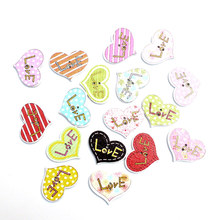 50pcs 24x19mm Mixed Heart Wooden Buttons For Clothes Needlework Scrapbooking Crafts Diy Sewing Accessories Wood Decoration 2024 - buy cheap