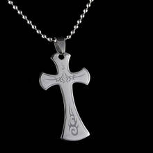 Fire Cross Necklace Pendant Christian Jewelry Stainless Steel Silver Color Ball Chain Cross Necklace Men Fashion Religious Gift 2024 - buy cheap
