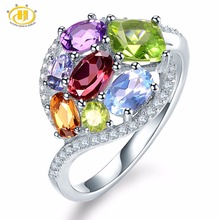 Hutang натуральное много драгоценных камней кольцо с аметистом, цитриновый гранатовый танцанит, серебряное кольцо, изящное ювелирное изделие, подарок, новинка 2024 - купить недорого