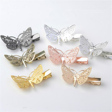10 PCS 25*48mm Vintage Fashion Hairgrips Metal Alloy Hollow Out Butterfly Hair Clip For Women 2024 - buy cheap