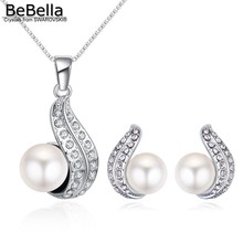 BeBella-collar de perlas de cristal para mujer y niña, conjunto de joyería, pendientes, cristales de Swarovski, joyería de moda, regalo de cumpleaños 2024 - compra barato