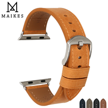 MAIKES Genuine Leather Watch Accessories For Apple Watch Band 38mm & Apple Watch Bands 42mm iwatch 3 2 1 Orange Strap Bracelets 2024 - buy cheap