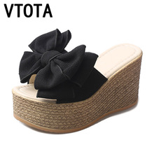 VTOTA Women Slippers Fashion Pee Toe Summer Shoes Butterfly-knot High Heels Women Slides Platform Wedges Ladies Women Shoes F66 2024 - buy cheap