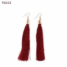 YGLCJ Korean Version Of The Simple Temperament Long Tassel Earrings Bohemian National Wind Fabric Handmade Ladies Jewelry Gift 2024 - buy cheap