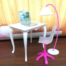 1Set Girl Play House Doll Furniture Desk+Lamp+Laptop+Chair Accessories For   Doll for Child Kids Christmas Gift 2024 - buy cheap