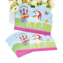Tarjeta de invitación de papel con dibujos de unicornios para fiesta, suministros de feliz cumpleaños para niños, recuerdos de decoración, 10 unids/lote 2024 - compra barato