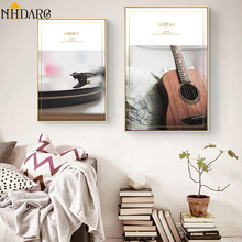 Jukebox de guitarra con temática de vida musical, pósteres de grabación Lp e impresiones en lienzo, imágenes para pared de salón, arte para decoración del hogar 2024 - compra barato