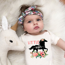 DERMSPE New Casual Newborn Baby Boys Girls Short Sleeve Letter Print Little Sister Horse Cotton Romper Baby Clothes White 2024 - buy cheap