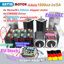 【DE ship free VAT】 4 Axis Nema34 Stepper Motor 1600oz-in 12N.m 154mm Dual Shaft+CW8060 Driver 80VDC 6A Large CNC Controller Kit 2024 - buy cheap