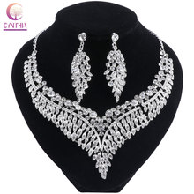 Jewelry Exquisite Leaves Shaped Necklace Earring Sets with Crystal Rhinestones Fashion Bridal Wedding Party Jewelry sets 2024 - buy cheap