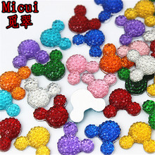 Micui 100PCS 11*14mm Mix color Cute Mouse Head flatback Acrylic Rhinestones crafts clothing Accessories DIY decoration ZZ568 2024 - buy cheap