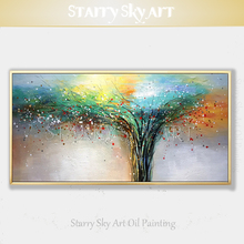Pintura al óleo de árbol colorido para decoración de pared, pintura al óleo de árbol abstracto, hermoso, pintado a mano, de alta calidad 2024 - compra barato