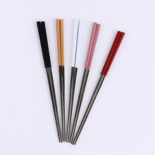 Stainless Steel Chinese Chopsticks Non-Slip Reusable Metal Chopstick for Sushi Colorful  Kitchen Tools 2024 - buy cheap