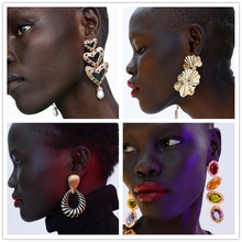 JUJIA 19 design Za Vintage jewelry women brand crystal earring 2019 new arrival metal statement earrings party gift 2024 - buy cheap
