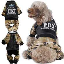 Камуфляжная одежда для собак FBI зимняя теплая куртка для питомцев маленькое пальто тренировочный костюм для собак Одежда для щенков для чихуахуа Французский бульдог собаки 2024 - купить недорого
