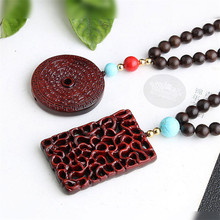 Hot Sale Natural Blood Sandalwood Sweater Chain Long Necklace Men and Women Fashion Irregular Fashion Pendant Jewelry  Wholesale 2024 - buy cheap