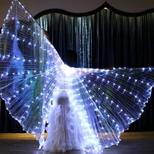 Ala LED para danza del vientre para mujer, alas de mariposa Oriental para adultos, baile de Color blanco, alas de danza del aire, accesorios para mujer 2024 - compra barato