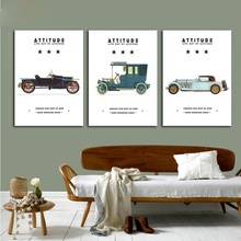 Atfipan retro vintage clássico carro cartazes nordic simples pintura da lona moderna decoração para casa sala de estar arte parede sem moldura 2024 - compre barato