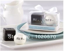 200pcs/lot=100sets/lot   Mr. & Mrs.  Ceramic Salt and Pepper Shaker  wedding favors and gifts for guest Free Shipping 2024 - buy cheap
