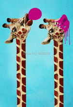 birthday party decorations kids funny animals giraffe christmas party decoration oil painting wall stickers for kids rooms 2024 - buy cheap