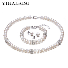 YIKALAISI 925 Sterling Silver Natural Freshwater Pearl Necklace Earrings Bracelet Fashion Sets Jewelry For Women 8-9mm Pearl 2024 - buy cheap