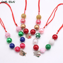 MHS.SUN Christmas Style Girls Baby Chunky Beads Necklace Cute Adjustable Rope Necklace For Child Kids Fashion Jewelry Gifts 2024 - buy cheap