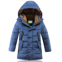 2018 chaquetas de invierno para niños chaquetas de pato blancas gruesas y cálidas con capucha abrigo largo para niños DQ037 2024 - compra barato
