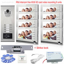Rfid 8GB SD Cards Video Intercom With 8 monitors Support Video Recording/Take Photos 7" Color Door Video Phone With Door Lock 2024 - buy cheap