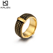 KALEN Fashion Stainless Steel Bague Gold & Color Charm Finger Men Rings Classic Vintage Black Anillo Hombre Jewelry Party Gifts 2024 - buy cheap