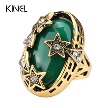 Kinel Fashion Antique Gold Women Rings Inlay Crystal Vintage Wedding Jewelry Star Moon Ring Party Accessories 2017 New 2024 - buy cheap