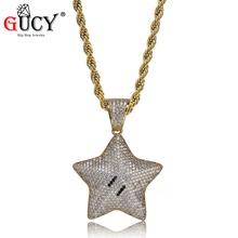 GUCY-collar con colgante de estrella de dibujos animados para hombre, gargantilla de circonita cúbica, Micro pavé, Color dorado y plateado, estilo Hip Hop 2024 - compra barato