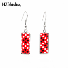 2019 New Black White Dots Rectangular Earring Colorful Dots Fish Hook Earring Glass Dome Hand Craft Jewelry 2024 - buy cheap