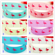 7/8'' Free Shipping Flamingo Printed Grosgrain Ribbon Material  Headwear Party Decoration Diy Sewing 22mm S561 2024 - buy cheap