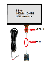 Placa de controle usb de 6 pinos, tela capacitiva de 7 polegadas, 165*100 ic: gt911, para windows 7 8 10, unidade grátis 2024 - compre barato