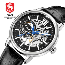 Мужские механические часы SAS, светящиеся кожаные Наручные часы с кожаным ремешком 2024 - купить недорого