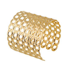 Dayoff Fashion Simple Gold Open Cuff Bangles Bracelets For Men Women Jewelry New Interlocking Punk Exaggerated Wide BraceletsB35 2024 - buy cheap