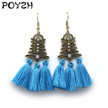 Pendientes con flecos de Pagoda de 4 colores, punto a mano de circón del Rin, de algodón con flecos, aretes bohemios Juwelen vrouw Oorbellen cadeau 2024 - compra barato