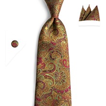 DiBanGu, модные мужские галстуки с узором пейсли, Hanky, запонки, набор, галстук 8 см, широкие галстуки для шеи, галстук для формального бизнеса, свадебные N-7110 2024 - купить недорого