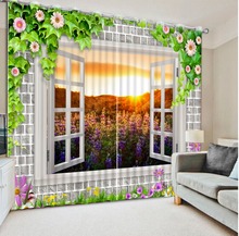 Decoración clásica para el hogar dormitorio decoración 3D cortina lavanda atardecer ventana cortinas para dormitorio 3D cortina de ventana 2024 - compra barato