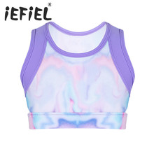 Children Kids Girls Dancewear Clothes Stretchy Sleeveless Tie-Dye Tanks Crop Top for Ballet Dance Stage Performance Workout 2024 - buy cheap