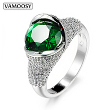 VAMOOSY-Anillo de boda de circón verde cielo para mujer, joyería de cristal, regalo para niña, anillo de boda de compromiso, envío directo 2024 - compra barato