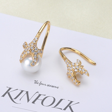 3 par/lote pendientes de perlas elegantes con diseño de estrella de mar resultados de ganchos ajustes de pendientes de plata esterlina S925 componentes de joyería 2024 - compra barato