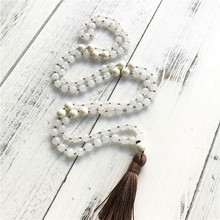 108 Mala ожерелье из бисера ручное плетение ожерелье с кисточкой белые ювелирные изделия из бисера для медитации модные декоративные бусины для молитвы 2024 - купить недорого
