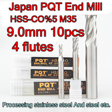 9,0*10*22*72mm 10 unids/set 10mm peciolo 4 flautas Japón PQT HSS-CO5 % M35 Procesamiento de acero inoxidable y acero, etc. 2024 - compra barato
