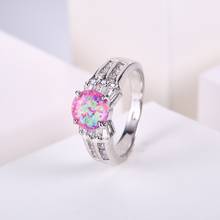 ZHE FAN Blue White Pink Fire Opal Stone Rings Micro Pave AAA CZ Zircon Round Engagement Rings For Women Party Gift Jewelry 2024 - buy cheap